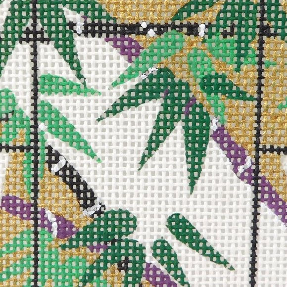 Lee Designs Bamboo Design Petite Kimono Needlepoint Canvas Hand Painted 18ct - Picture 3 of 4